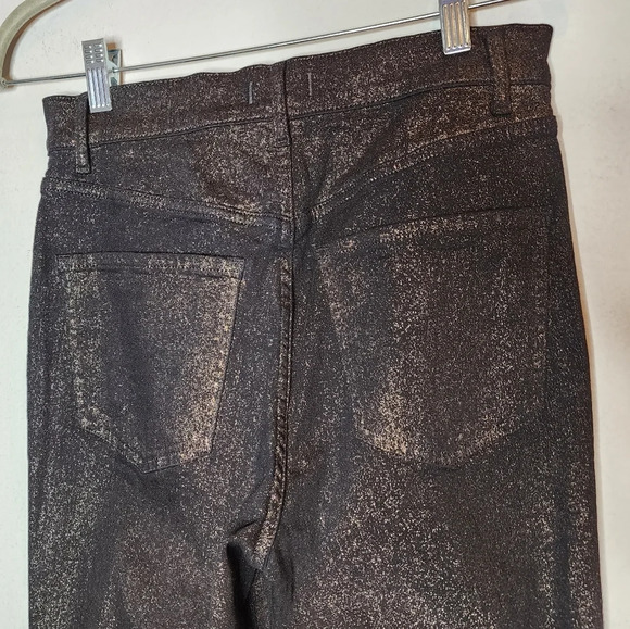 NWT Express Metallic Bronze Straight highrise stretch jeans.  Women's size 4 - Picture 7 of 16